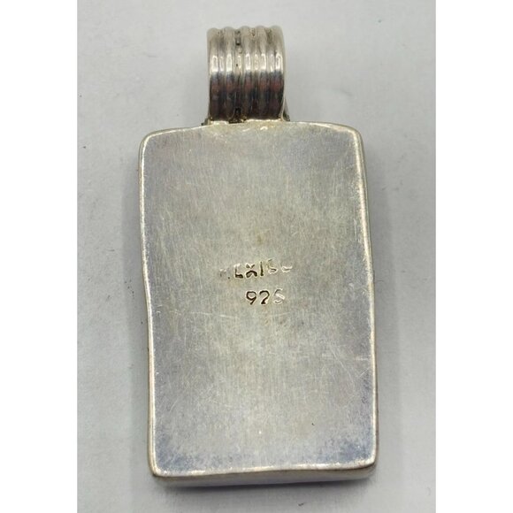 Sterling Silver Abalone Shell Pendant Rectangular 925 - Picture 2 of 5